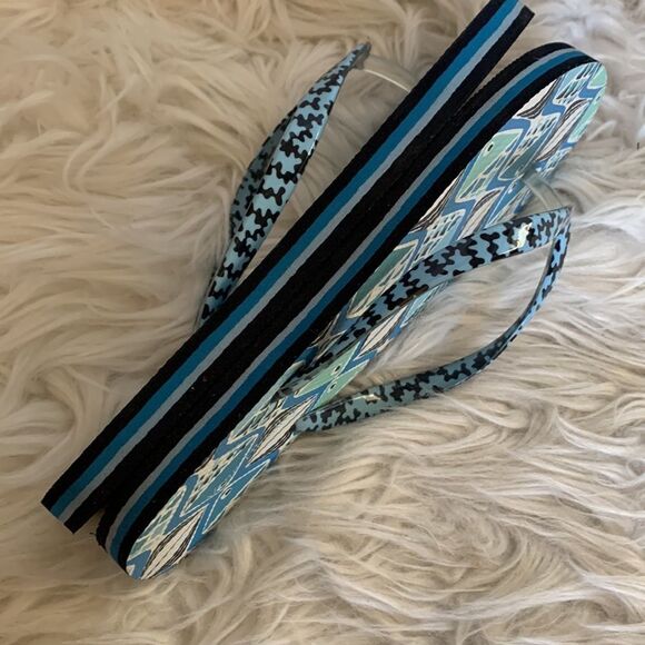 VERA BRADLEY go fish rubber flip flops in cool blue teal back color combo - Picture 6 of 9